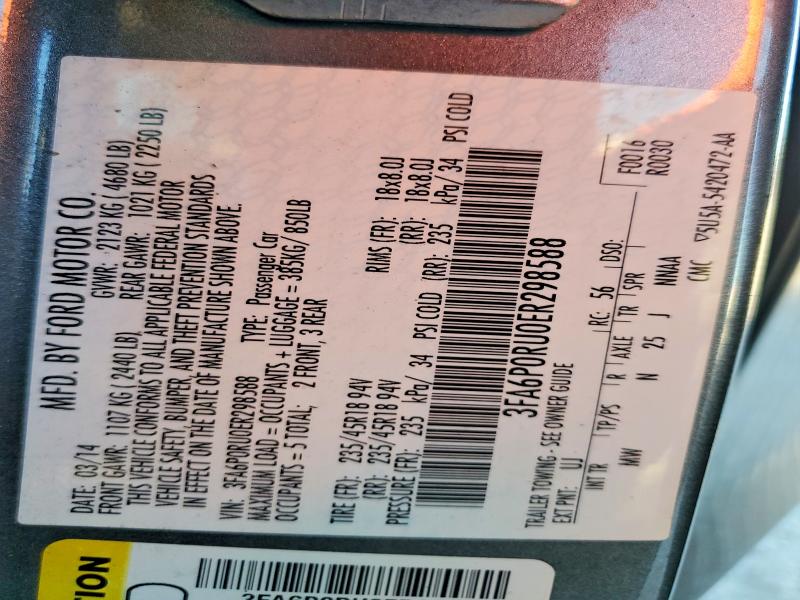 99295415 :رقم المزاد ، 3FA6P0RU0ER298588 vin ، 2014 Ford Fusion مزاد بيع
