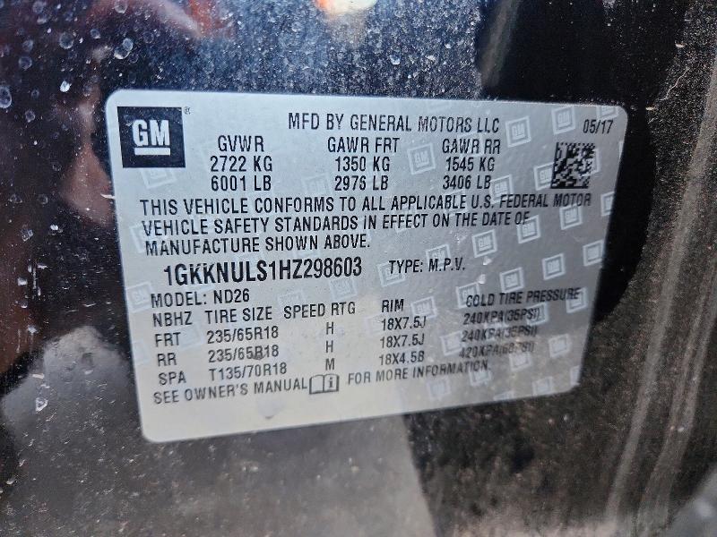 Продаж на аукціоні авто 2017 Gmc Acadia, vin: 1GKKNULS1HZ298603, номер лоту: 96390815