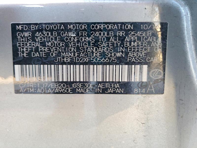 74292665 :رقم المزاد ، JTHBF1D2XF5056675 vin ، 2015 Lexus Is250 مزاد بيع