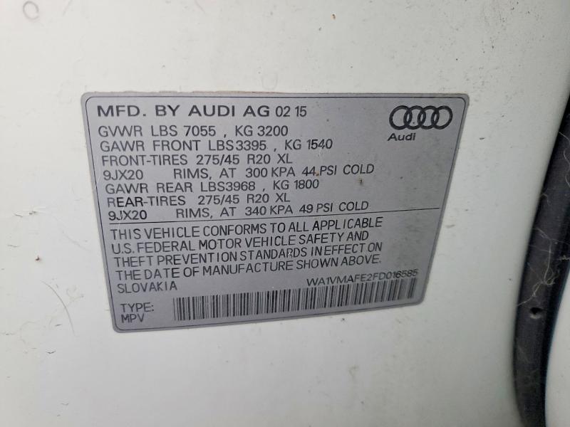 Aukcja sprzedaży 2015 Audi Q7 Tdi Pre, vin: WA1VMAFE2FD016585, numer aukcji: 99720945
