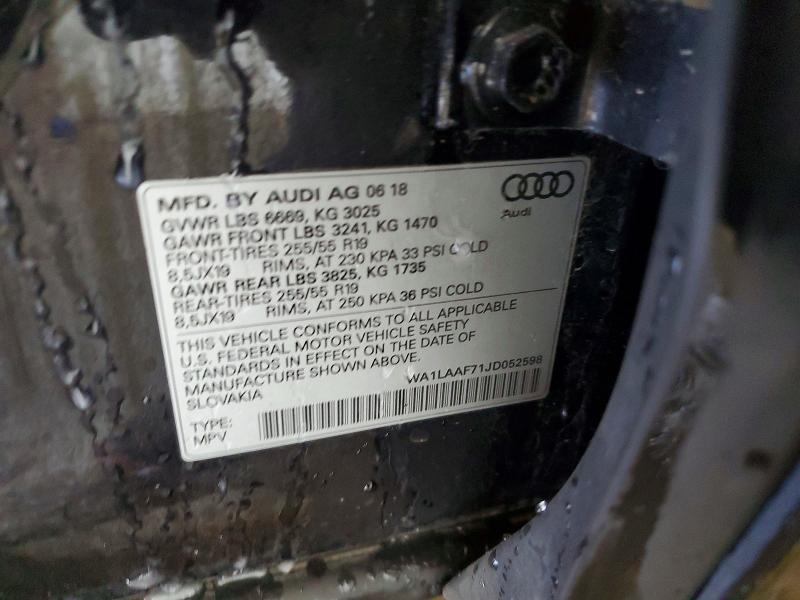 74149495 :رقم المزاد ، WA1LAAF71JD052598 vin ، 2018 Audi Q7 مزاد بيع