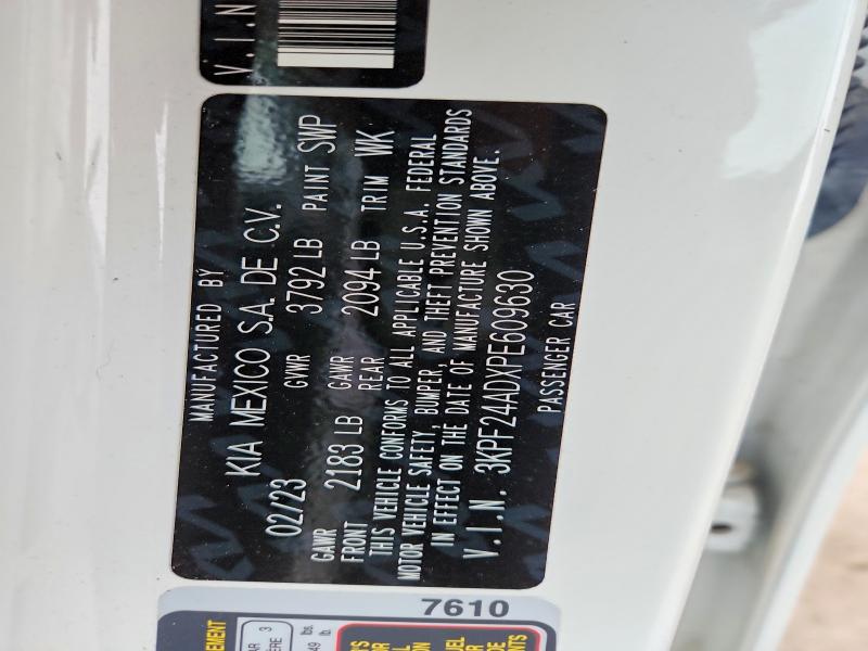 72848795 :رقم المزاد ، 3KPF24ADXPE609630 vin ، 2023 Kia Forte مزاد بيع