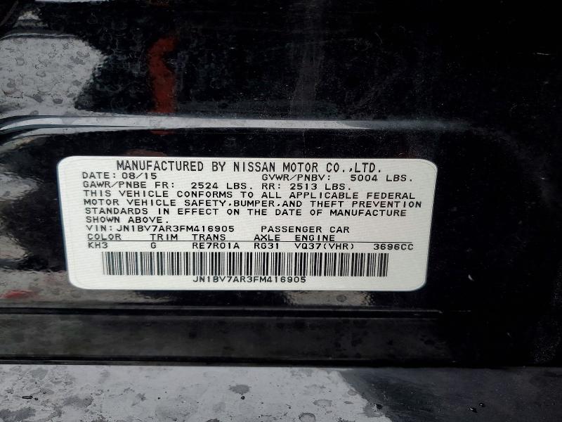 99157405 :رقم المزاد ، JN1BV7AR3FM416905 vin ، 2015 Infiniti Q50 مزاد بيع