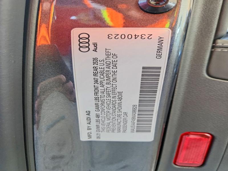 2021 Audi A4 მანქანა იყიდება აუქციონზე, vin: WAUEAAF49MA086828, აუქციონის ნომერი: 75022445