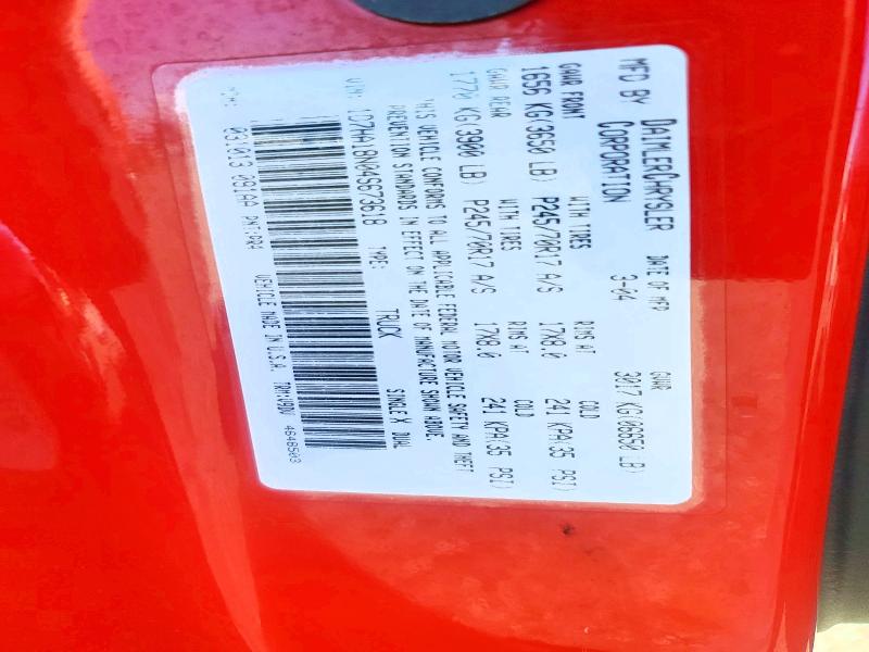 2004 Dodge Ram 1500 მანქანა იყიდება აუქციონზე, vin: 1D7HA18N04S673618, აუქციონის ნომერი: 98626535