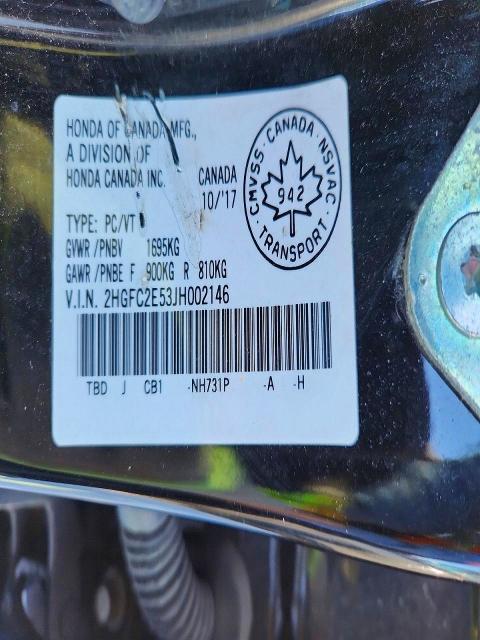 73468915 :رقم المزاد ، 2HGFC2E53JH002146 vin ، 2018 Honda Civic Lx مزاد بيع