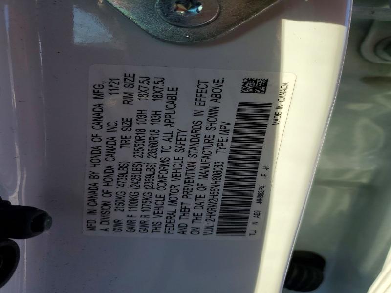 74469545 :رقم المزاد ، 2HKRW2H56NH608083 vin ، 2022 Honda Cr-v مزاد بيع