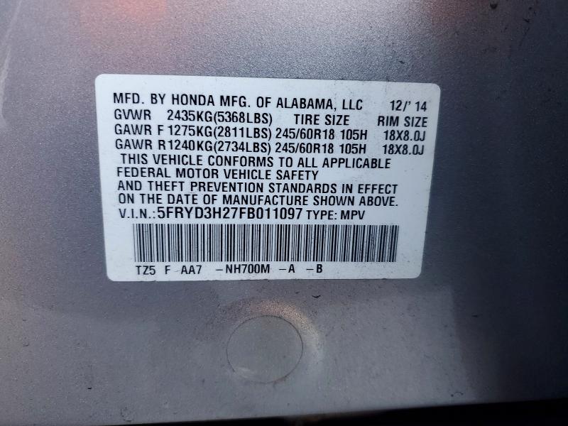 Aukcja sprzedaży 2015 Acura Mdx, vin: 5FRYD3H27FB011097, numer aukcji: 99826965