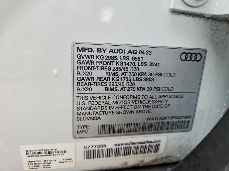 Продаж на аукціоні авто 2023 Audi Q7, vin: WA1LXBF72PD021969, номер лоту: 73022445