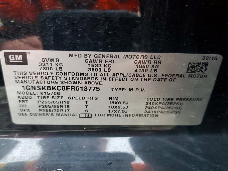 Продаж на аукціоні авто 2015 Chevrolet Tahoe, vin: 1GNSKBKC8FR613775, номер лоту: 98330465