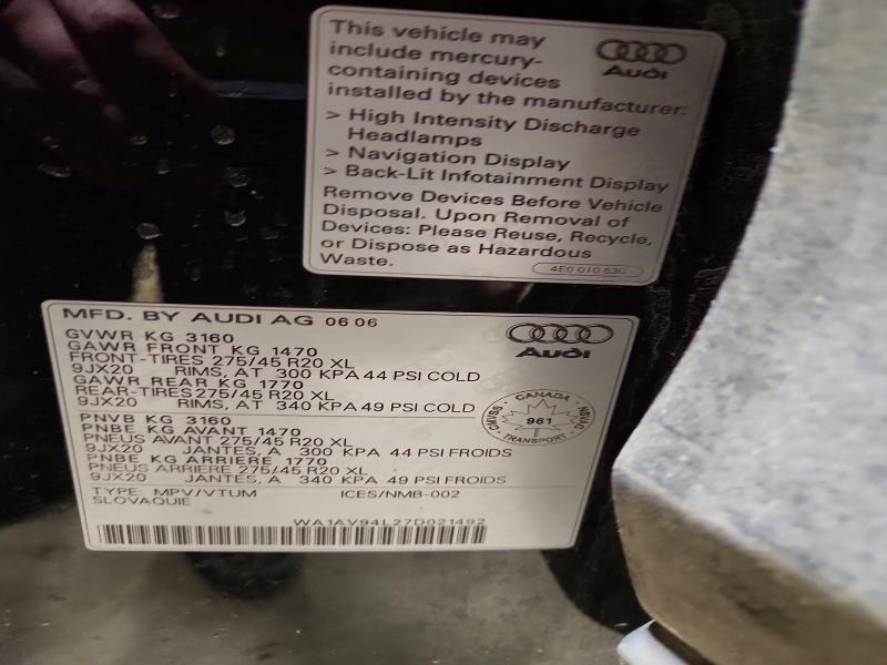 Aukcja sprzedaży 2007 Audi Q7, vin: WA1AV94L27D021492, numer aukcji: 73798235