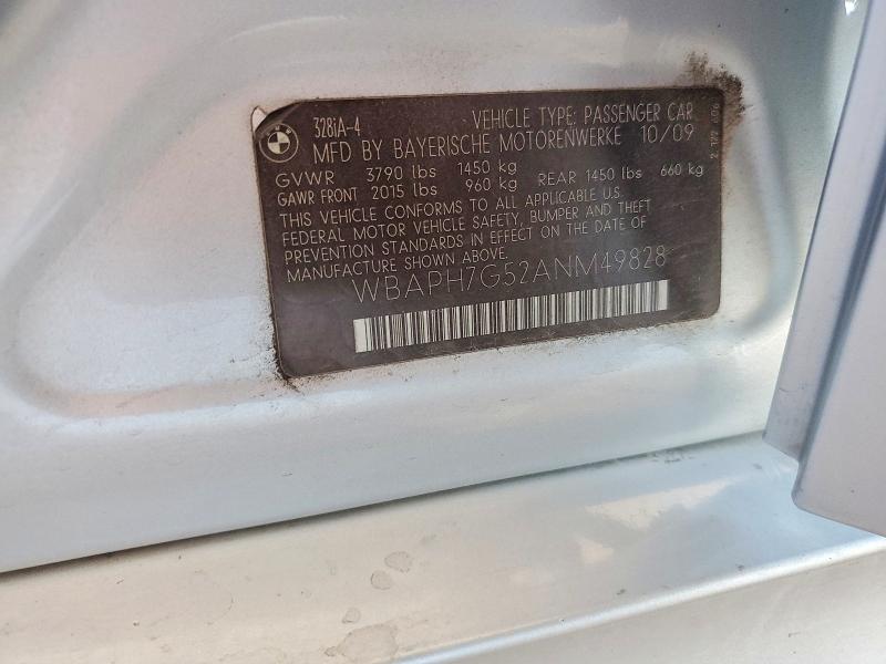 73779055 :رقم المزاد ، WBAPH7G52ANM49828 vin ، 2010 Bmw 328 مزاد بيع