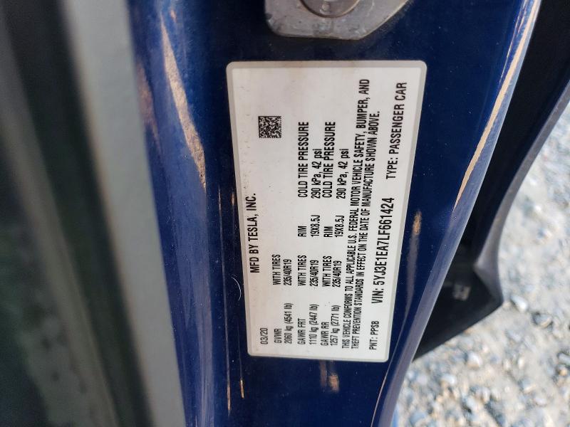 99890665 :رقم المزاد ، 5YJ3E1EA7LF661424 vin ، 2020 Tesla Model 3 مزاد بيع