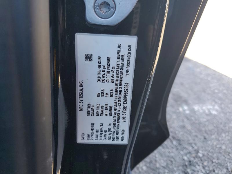 Продаж на аукціоні авто 2023 Tesla Model 3, vin: 5YJ3E1EA0PF562384, номер лоту: 74783085