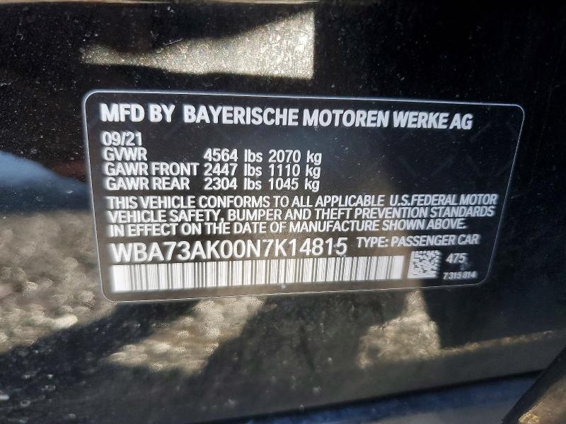 99330475 :رقم المزاد ، WBA73AK00N7K14815 vin ، 2022 Bmw 228xi مزاد بيع