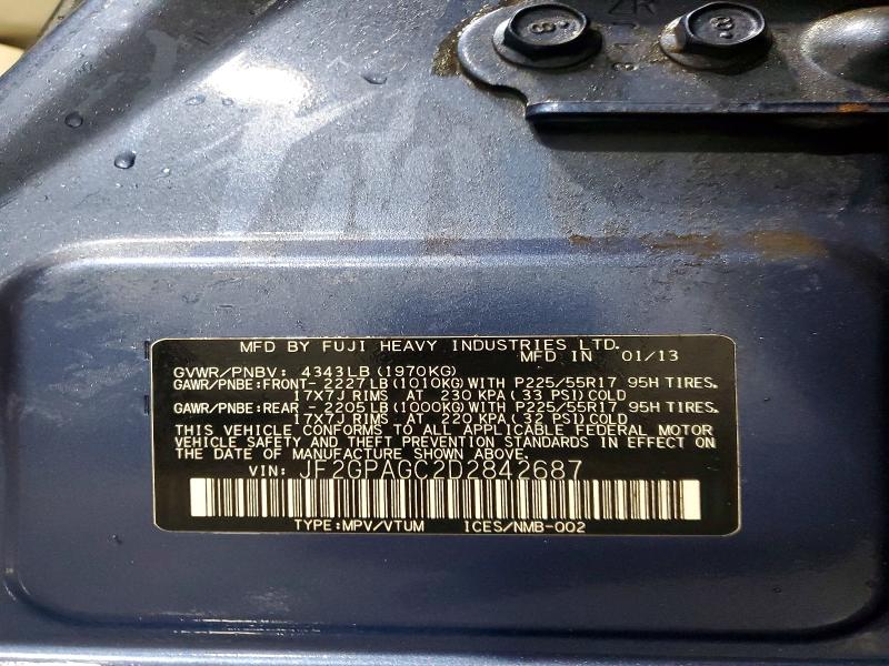 2013 Subaru Xv Crosstrek მანქანა იყიდება აუქციონზე, vin: JF2GPAGC2D2842687, აუქციონის ნომერი: 74462125
