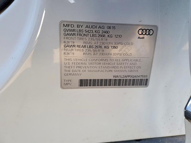 Aukcja sprzedaży 2016 Audi Q5, vin: WA1L2AFP0GA047593, numer aukcji: 75583435