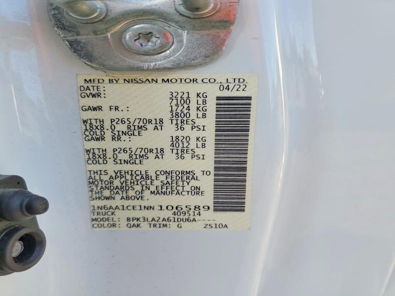 Продажа на аукционе авто 2022 Nissan Titan, vin: 1N6AA1CE1NN106589, номер лота: 98607785