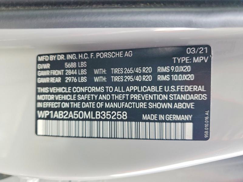 Aukcja sprzedaży 2021 Porsche Macan, vin: WP1AB2A50MLB35258, numer aukcji: 74447885