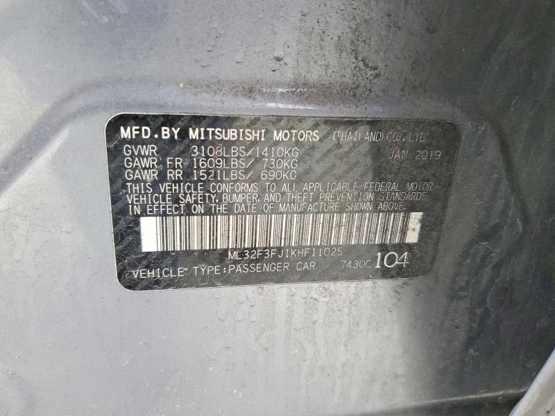 Продаж на аукціоні авто 2019 Mitsubishi Mirage, vin: ML32F3FJ1KHF11025, номер лоту: 99095485