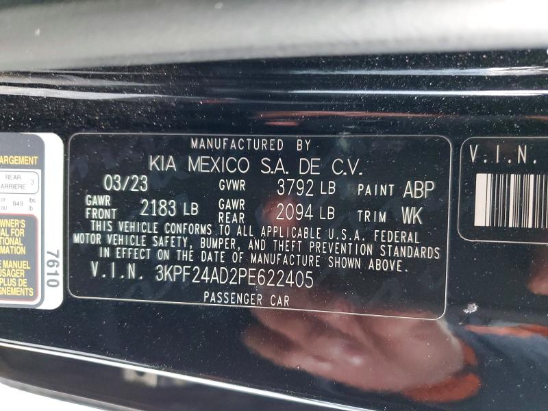 2023 Kia Forte მანქანა იყიდება აუქციონზე, vin: 3KPF24AD2PE622405, აუქციონის ნომერი: 72706485