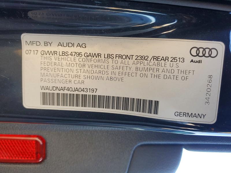 Aukcja sprzedaży 2018 Audi A4, vin: WAUDNAF40JA043197, numer aukcji: 74571285