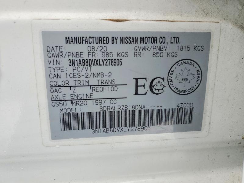 98811745 :رقم المزاد ، 3N1AB8DVXLY278906 vin ، 2020 Nissan Sentra مزاد بيع