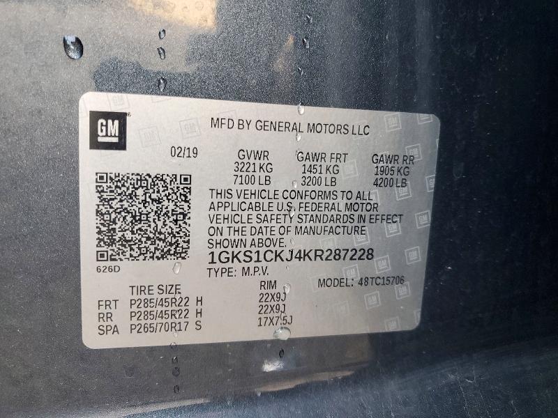 Продажа на аукционе авто 2019 Gmc Yukon, vin: 1GKS1CKJ4KR287228, номер лота: 73199255