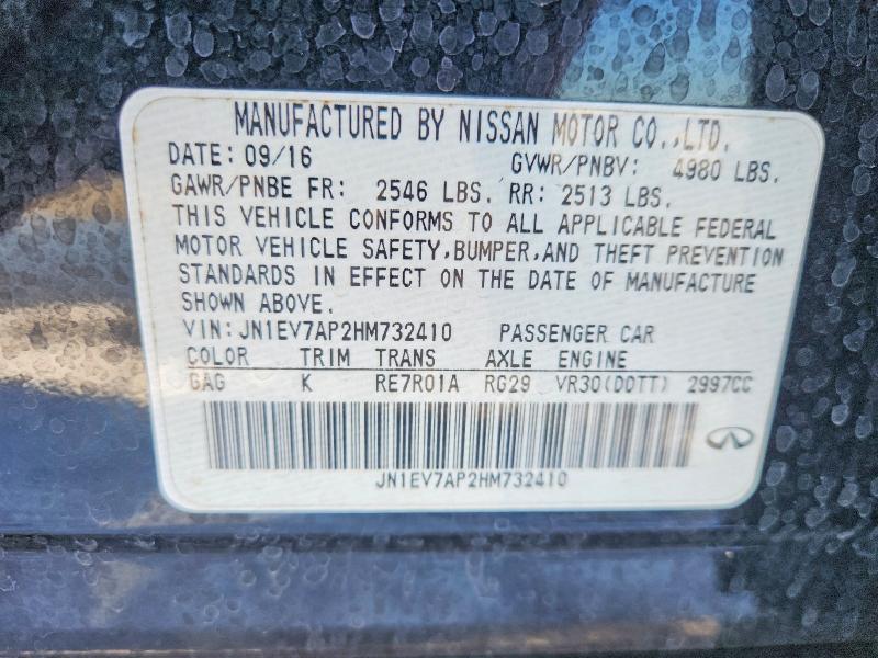 Aukcja sprzedaży 2017 Infiniti Q50, vin: JN1EV7AP2HM732410, numer aukcji: 73828475