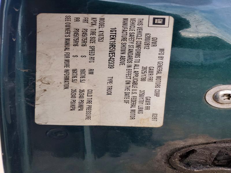 Aukcja sprzedaży 1997 Gmc Sierra, vin: 1GTEK19R5VE542339, numer aukcji: 97545765