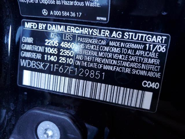 Aukcja sprzedaży 2007 Mercedes-benz Sl 550, vin: WDBSK71F67F129851, numer aukcji: 42698134