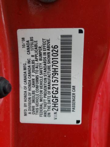 Aukcja sprzedaży 2009 Honda Civic Si, vin: 2HGFG21579H701026, numer aukcji: 43650764