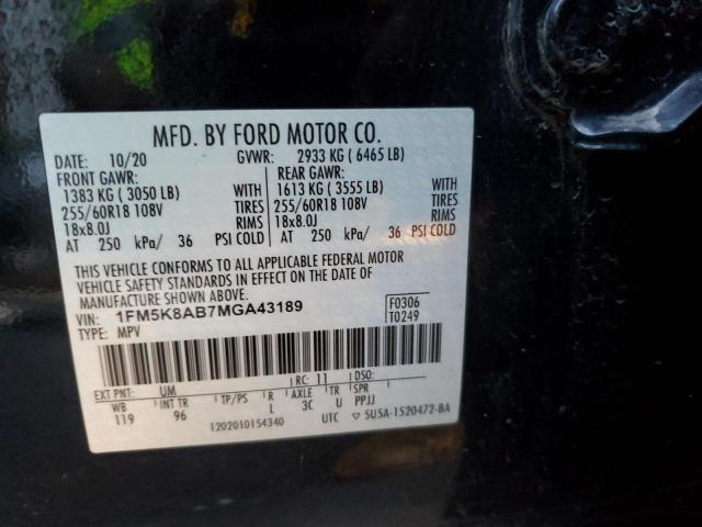2021 Ford Explorer Police Interceptor მანქანა იყიდება აუქციონზე, vin: 1FM5K8AB7MGA43189, აუქციონის ნომერი: 41653594