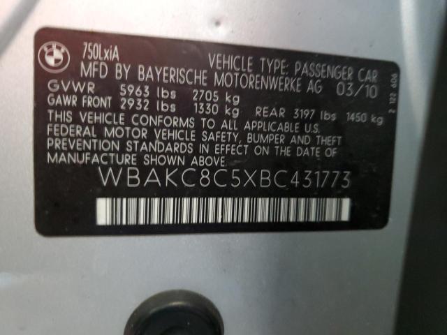 39315104 :رقم المزاد ، WBAKC8C5XBC431773 vin ، 2011 Bmw 750 Lxi مزاد بيع