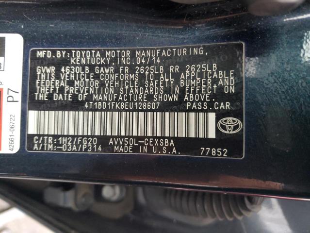 2014 Toyota Camry Hybrid მანქანა იყიდება აუქციონზე, vin: 4T1BD1FK8EU128607, აუქციონის ნომერი: 43697514