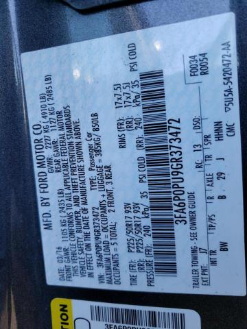 Aukcja sprzedaży 2016 Ford Fusion Se Phev, vin: 3FA6P0PU9GR373472, numer aukcji: 45287534