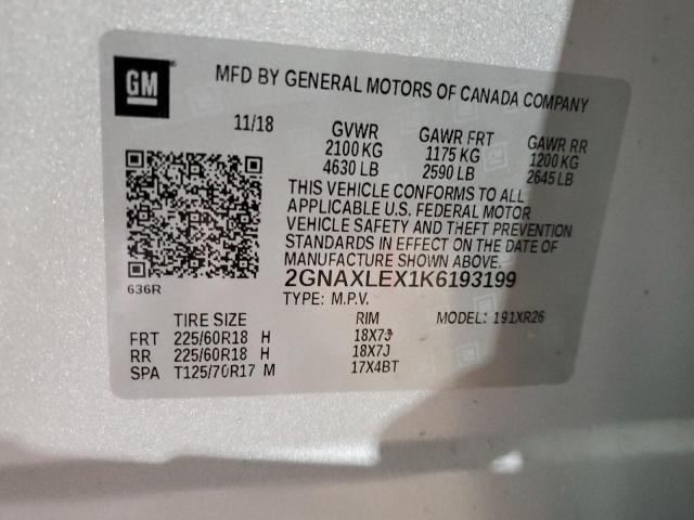 Aukcja sprzedaży 2019 Chevrolet Equinox Lt, vin: 2GNAXLEX1K6193199, numer aukcji: 41127194