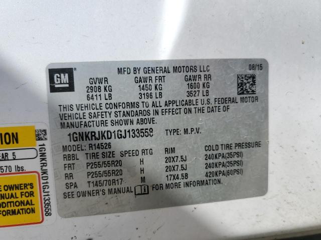 Aukcja sprzedaży 2016 Chevrolet Traverse Ltz, vin: 1GNKRJKD1GJ133558, numer aukcji: 44621644