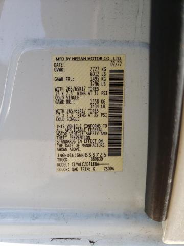 43818074 :رقم المزاد ، 1N6ED1EJ6NN655725 vin ، 2022 Nissan Frontier S مزاد بيع