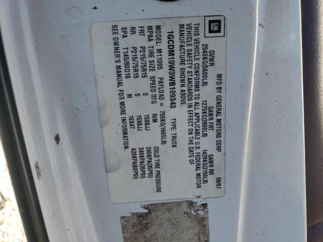 Aukcja sprzedaży 1998 Chevrolet Astro, vin: 1GCDM19W3WB109343, numer aukcji: 43770354