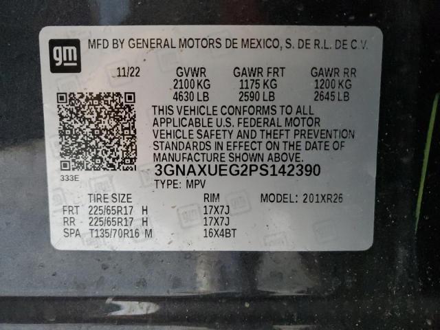 Aukcja sprzedaży 2023 Chevrolet Equinox Lt, vin: 3GNAXUEG2PS142390, numer aukcji: 43579684