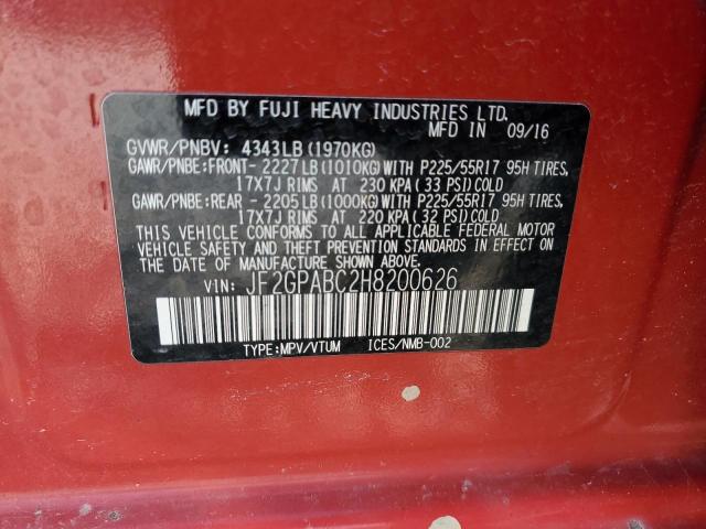 2017 Subaru Crosstrek Premium მანქანა იყიდება აუქციონზე, vin: JF2GPABC2H8200626, აუქციონის ნომერი: 42251954