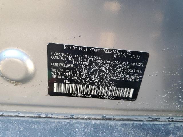 41297824 :رقم المزاد ، JF2SHBCC8CH409681 vin ، 2012 Subaru Forester 2.5x Premium مزاد بيع