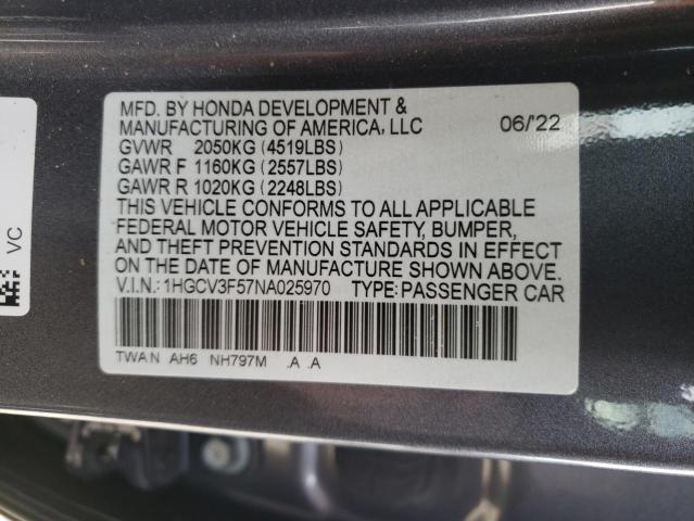 Aukcja sprzedaży 2022 Honda Accord Hybrid Exl, vin: 1HGCV3F57NA025970, numer aukcji: 41715714