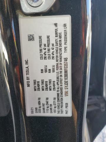 Aukcja sprzedaży 2021 Tesla Model 3, vin: 5YJ3E1EB8MF035746, numer aukcji: 43973904