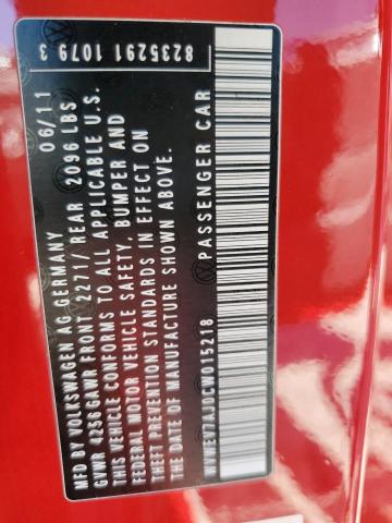 Продажа на аукционе авто 2012 Volkswagen Gti, vin: WVWEV7AJ0CW015218, номер лота: 42637964