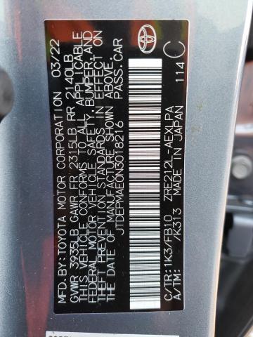 Aukcja sprzedaży 2022 Toyota Corolla Le, vin: JTDEPMAE0N3018216, numer aukcji: 43446434