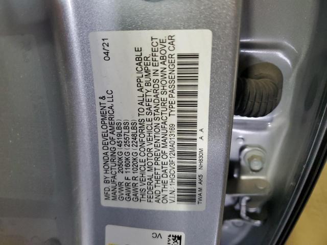 Aukcja sprzedaży 2021 Honda Accord Hybrid, vin: 1HGCV3F12MA013169, numer aukcji: 44330174
