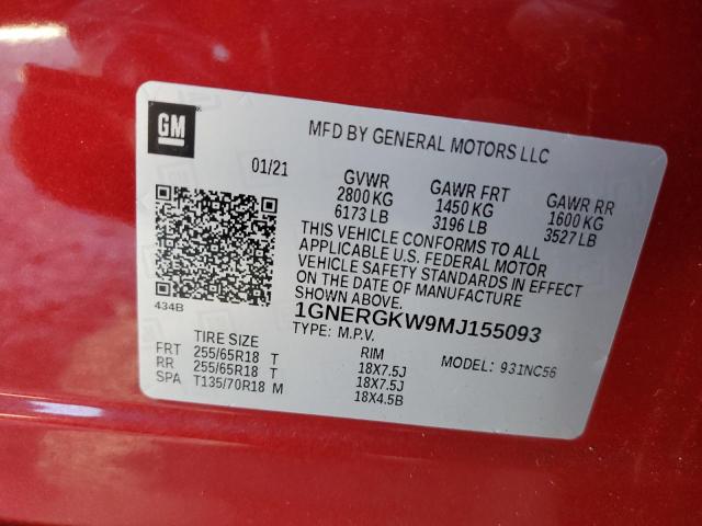 Продажа на аукционе авто 2021 Chevrolet Traverse Lt, vin: 1GNERGKW9MJ155093, номер лота: 43694404
