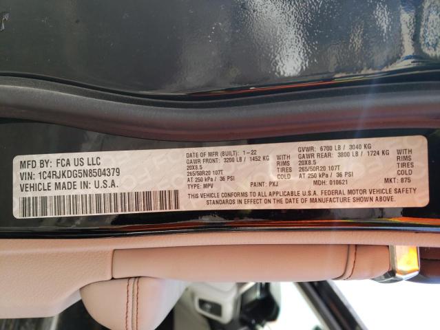 41925844 :رقم المزاد ، 1C4RJKDG5N8504379 vin ، 2022 Jeep Grand Cherokee L Overland مزاد بيع